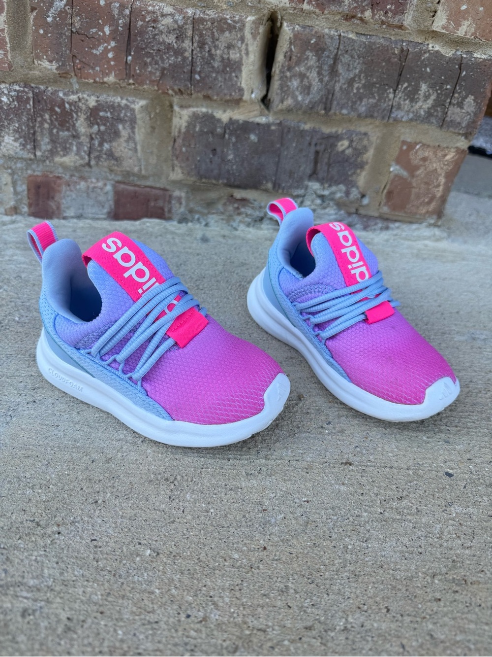 adidas Kids Cloudfoam Gradient Slip-On Sneakers with Blue Accents